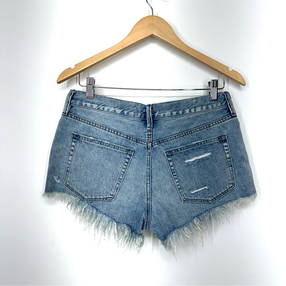 We The Free People Distressed Fringe Hem High Waisted Cutoff Jean Shorts Size 27 - Picture 6 of 16
